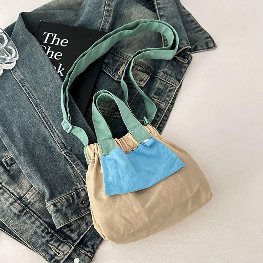 Ruched Design Casual Handbags Lightweight Crossbody Bag Fashion Nylon Shopper Purses  Commuting