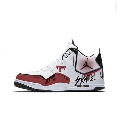 Courtside 23 Abrasion Resistant Mid Top Vintage Basketball Shoes Unisex White Red AR1000-100(Team641-)