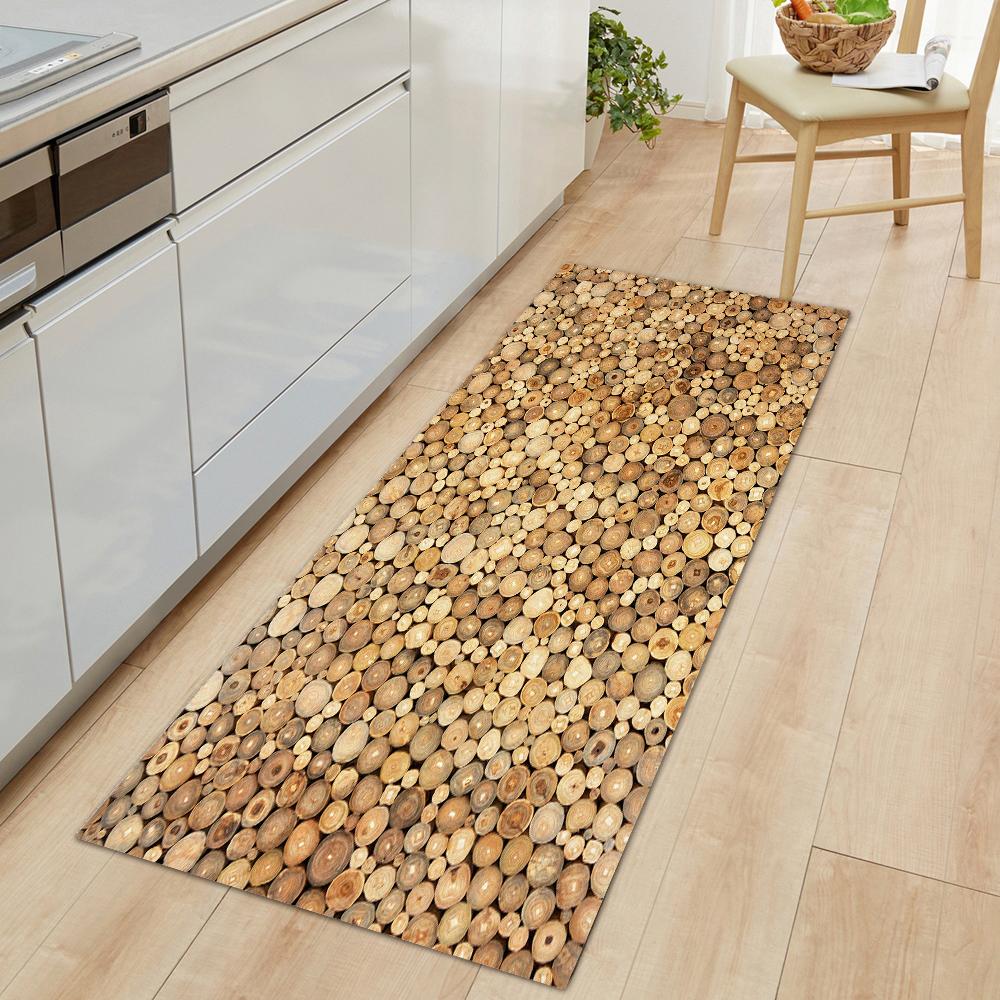 Imitation Wood Grain Stripe Kitchen Mat Entrance Doormat For Living Room Rug Home Bedroom Floor Hallway Balcony Anti-Slip Carpet