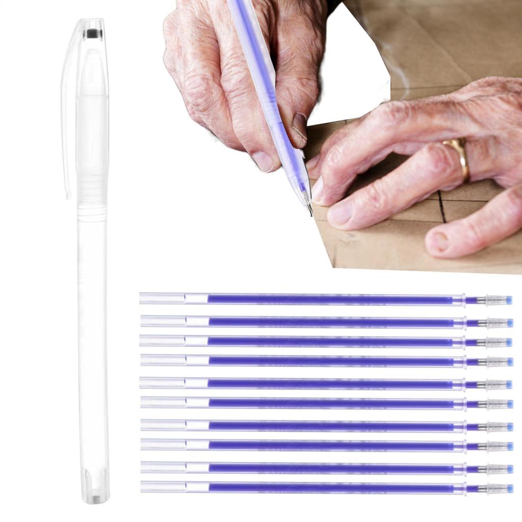 10pcs Heat Erasable Marker Pen Temperature Disappearing Fabric Pens Line DIY For Patchwork Fabric PU Leather Mark Sewing Tool