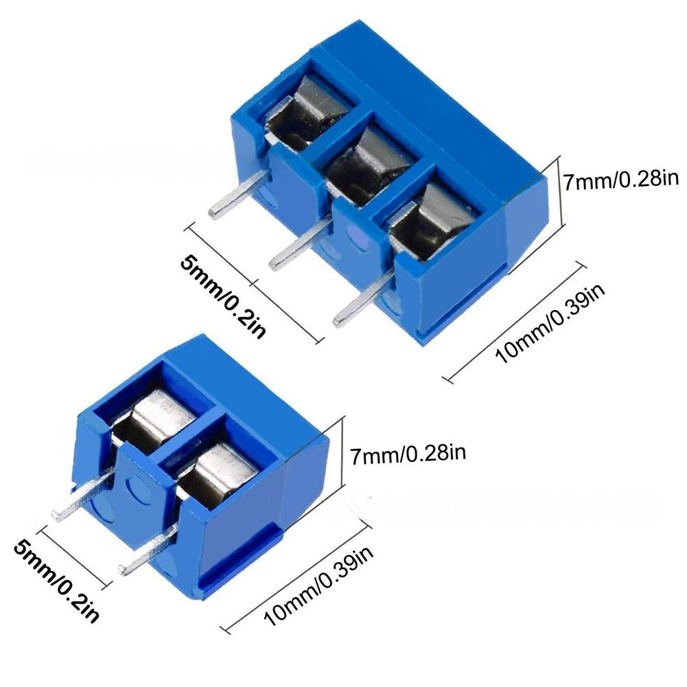 KF301 70PCS 2Pin 3Pin PCB Mount Screw Terminal Block Connectors with 5mm Pitch for Secure Wire Connections Rated AC300V 10A
