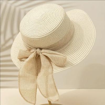 Butterfly Streamer Woven Straw Hat Children Travel Sunscreen Visor Fashion Big Brim Anti-purple Hat