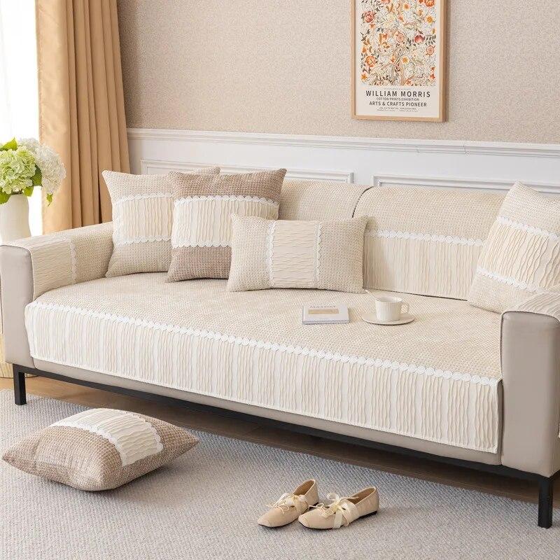 New Chenille Lace Trimmings Sofa Cover for Living Room Modern Sofa Cushion Couch Universal for All Seasons Protector Covers