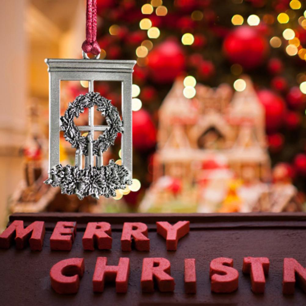 Pewter Xmas Tree Metal Pendant DIY Craft Hanging Decoration for Xmas Tree Home Party