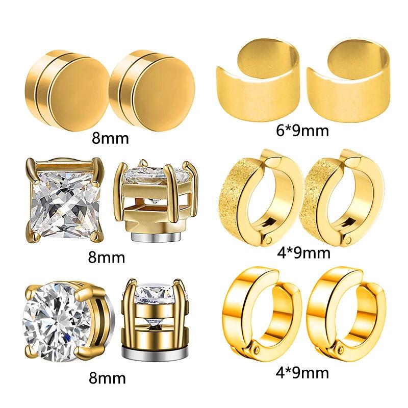 10 Pairs Magnetic Stainless Steel Cross Stud Earrings (No Piercing Required)