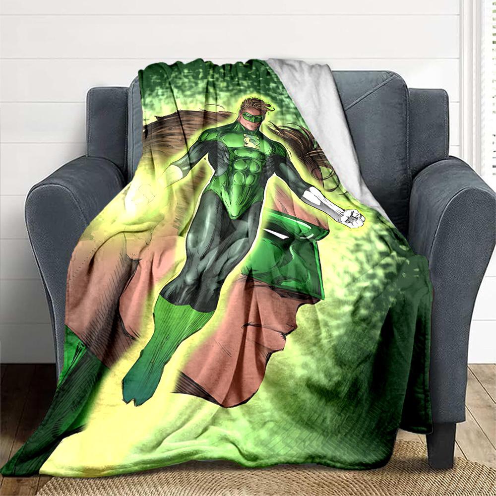 

1pc Green Lantern Ring Blanket Polyester Fiber, All Season Comfort for Sofa, Bed, Office, Car, Camping Ideal Home Decor & Gift, Office Comfort 80x120cm