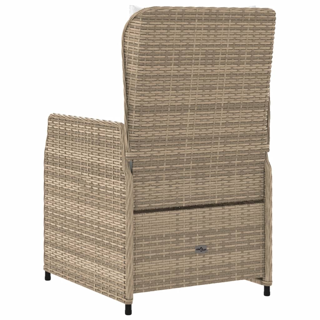 Garden Armchair 2 pcs Adjustable Beige Poly Rattan