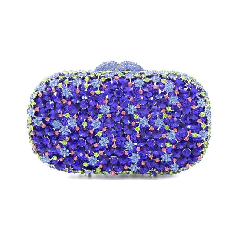 Borsa da sera con strass floreali WHTUOHENG Borse con diamanti Borse a mano da donna Verde/Oro Pochette in cristallo Pochette da sposa da donna