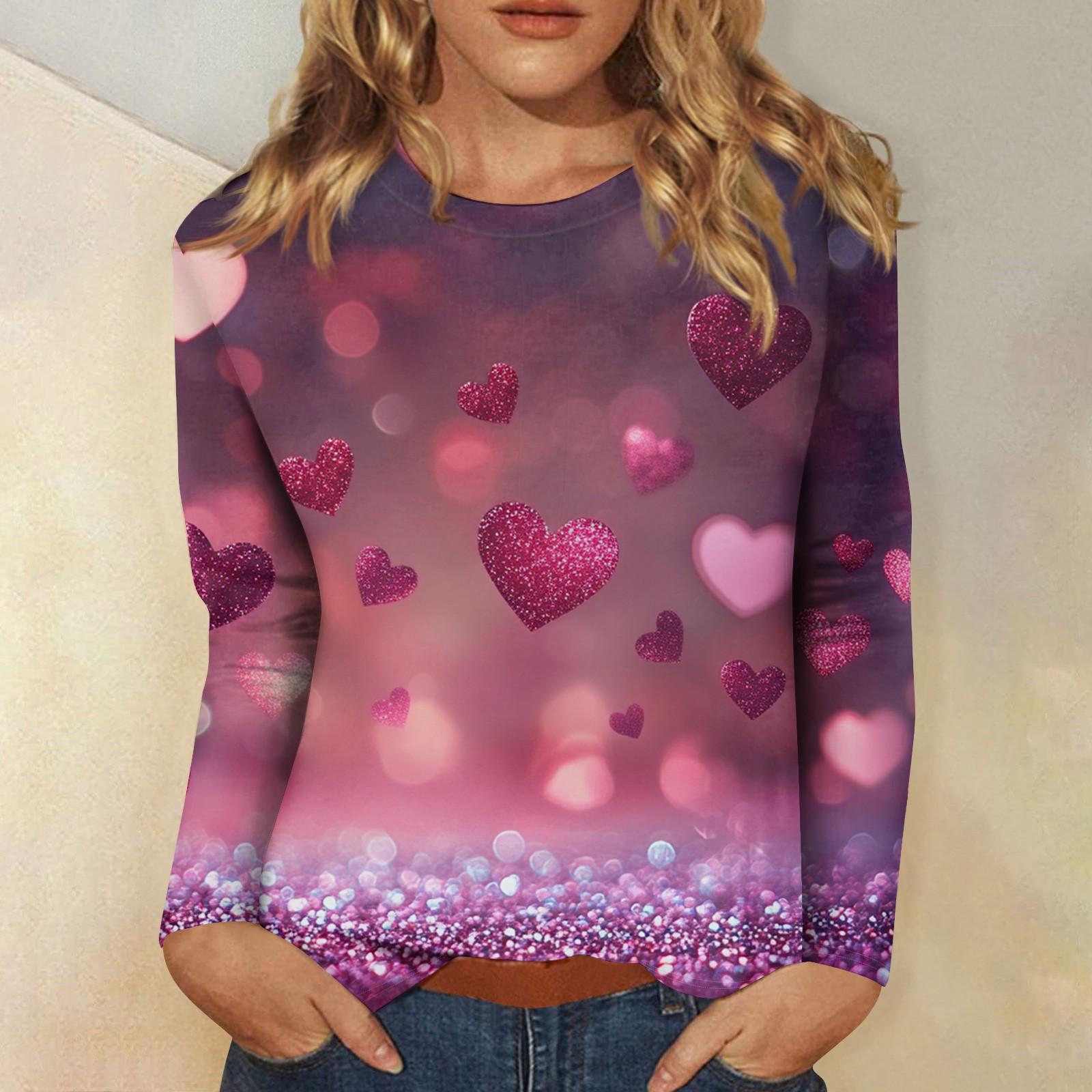 

Женские топы с круглым вырезом, свободная футболка с принтом ко Дню святого Валентина L