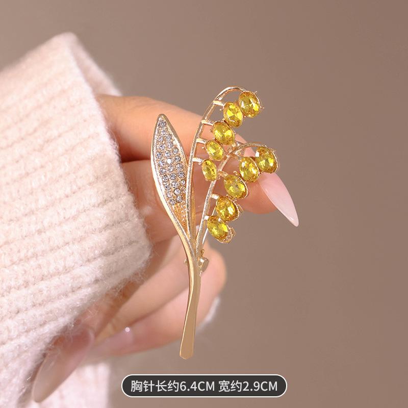 New autumn and winter alloy rhinestone granular wheat ear brooch high-end exquisite women's suit coat corsage jewelry pin