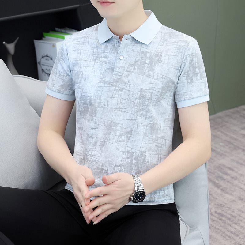 Bu Yi Fan Men's Ice Silk Polo Shirt (M-4XL) - Trendy Summer Short Sleeve T-shirt