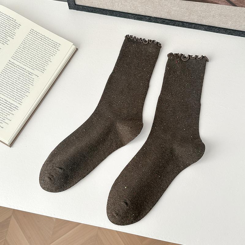 Female Spring and Autumn Fashion New Agaric Lace In The Tube Pile Pile Cotton Socks