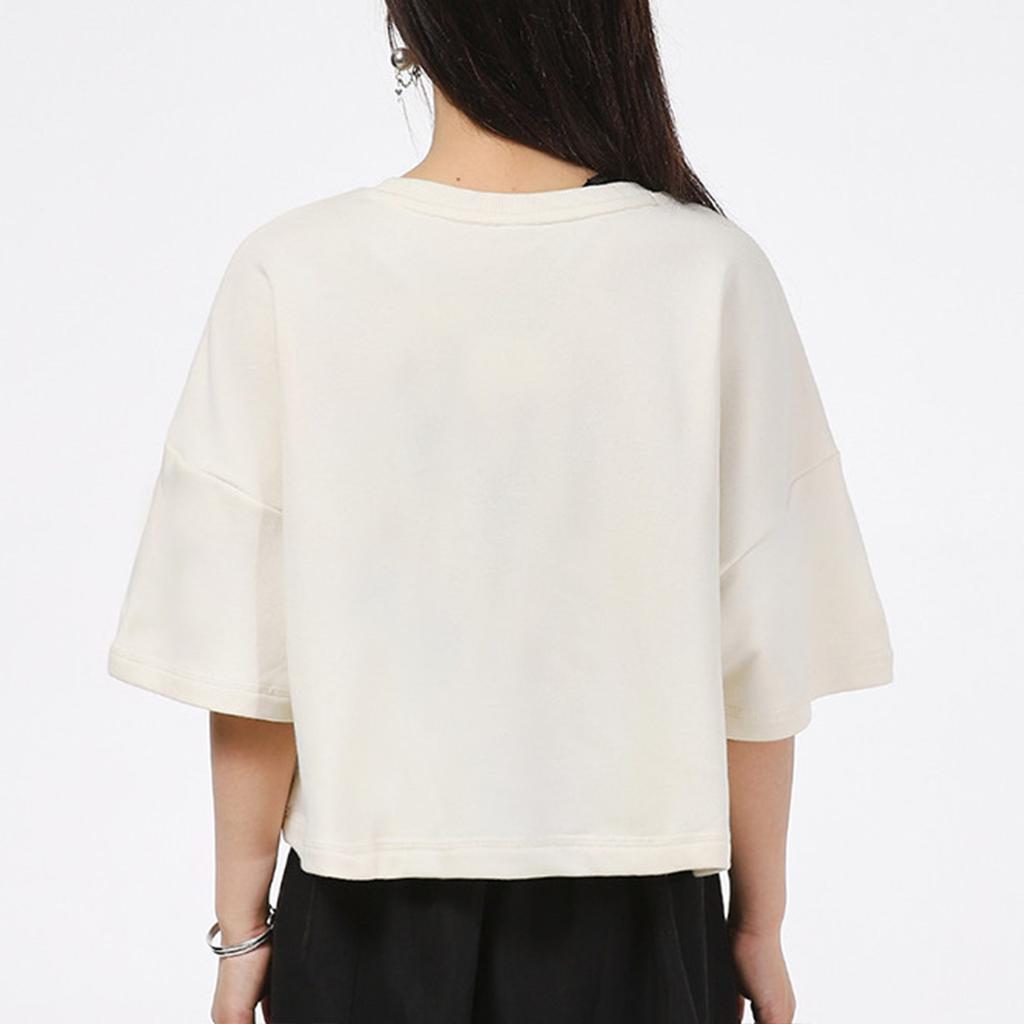 PUMA Crop Tops Women's Ecru Crew Neck Moderate 533212-73