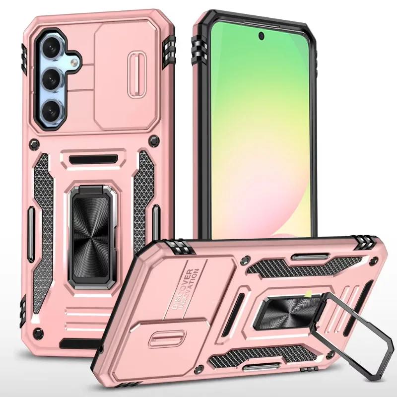 Shockproof Armor Phone Case for Samsung Galaxy A56 A36 A26 A16 A55 A35 A25 A73 Slid Camera Protect Magnetic Hybrid Ring Cover