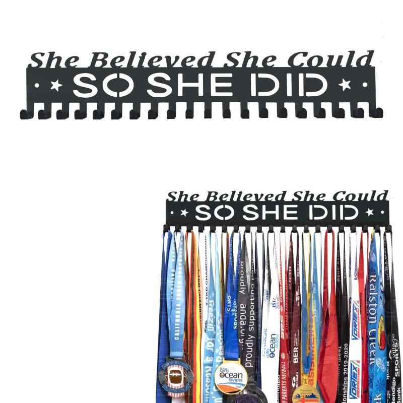 1Pcs Wall Mounted Hanger Organizer Metal Medal Display Rack Large Capacity Award Holder Race Soccer Sports Karate Home Decor