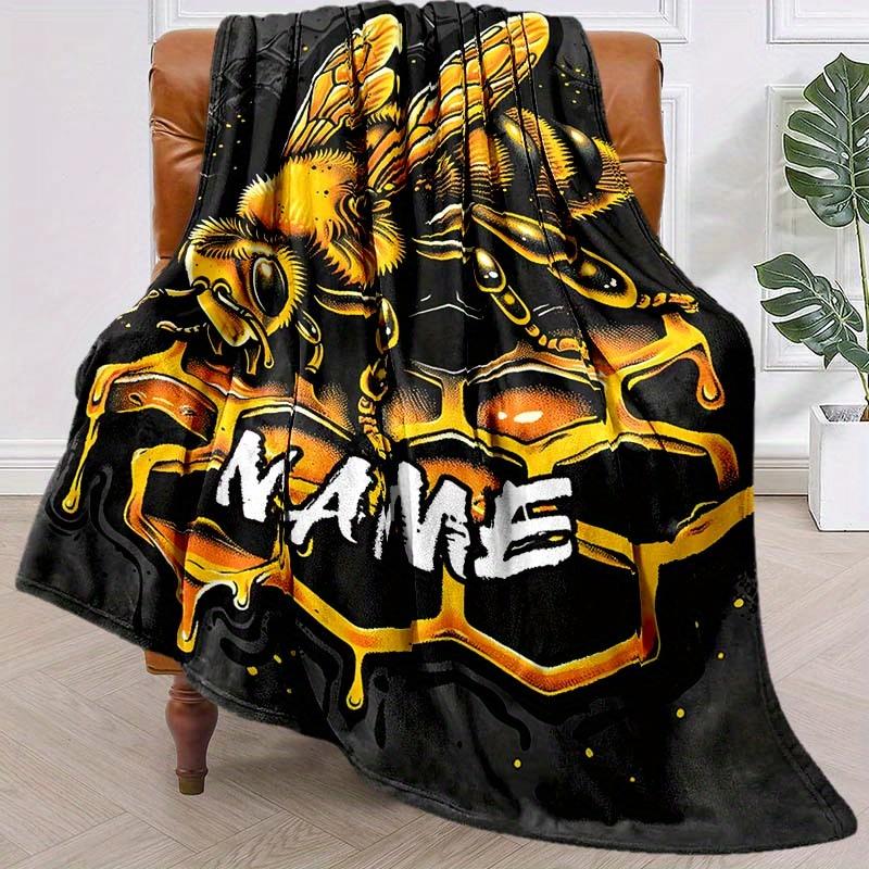 Honeycomb Customize Your Name Outdoor Blanket Suitable For All Seasons Comfortable And Warm Soft Blanket Suitable For Travel Gifts For Relatives And