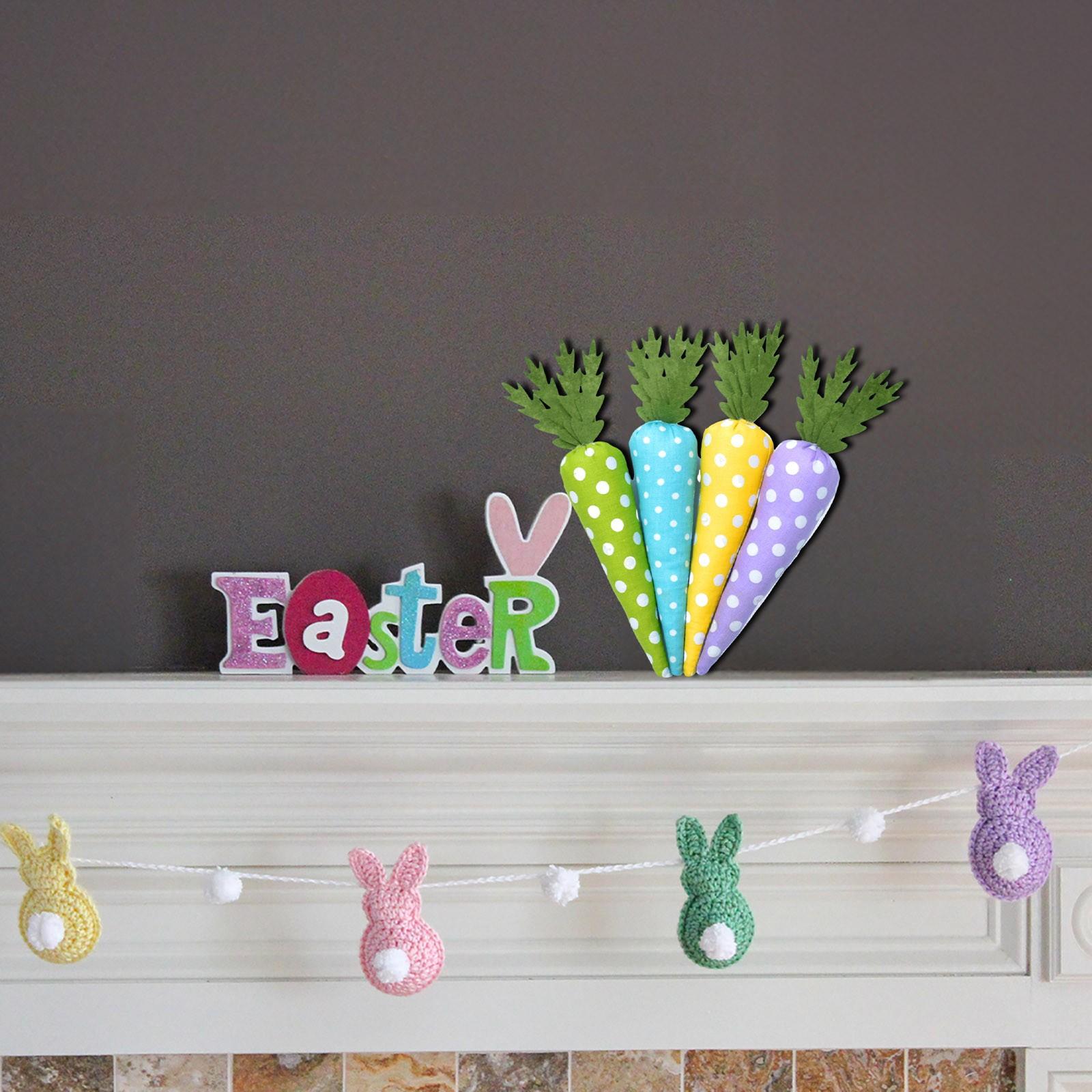 

Easter Stuffed Fabric Bunnies Egg Carrot Rustic Farmhouse Decor Stuffed Bunny Rabbit Carrot Ornament Set Decor For Home One Size