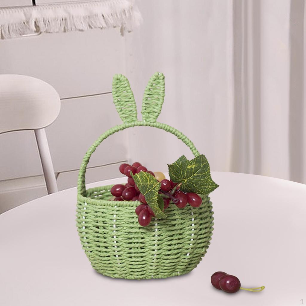 Handmade Basket with Ears for Grocery And Picnic Use