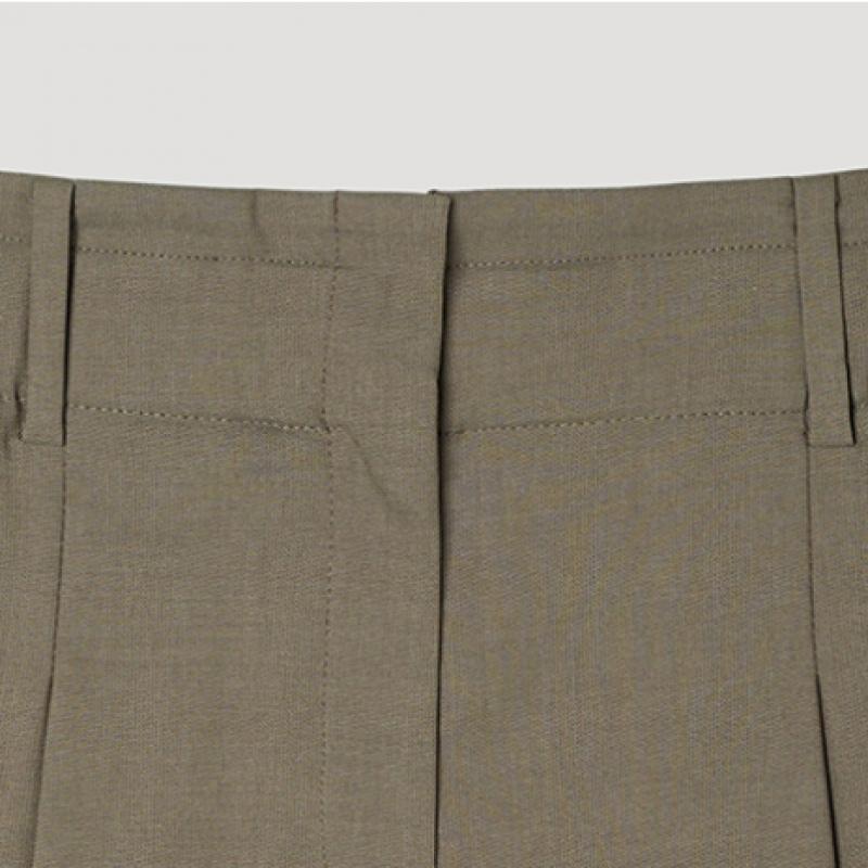 [ShS S miSS] Linen Blend Wide Half pantS SwwSpp22080 Br