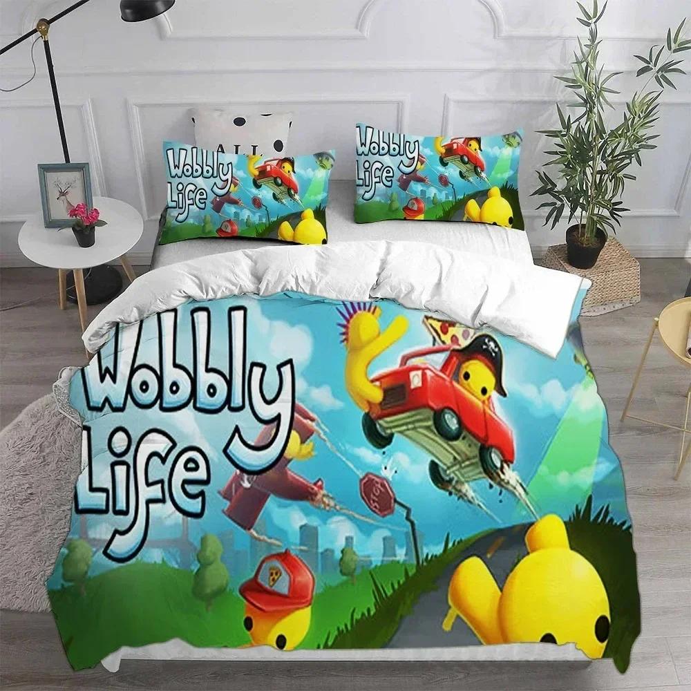 3D Print Wobbly & Life Bedding Set With Pillowcase Bed Duvet Cover Soft Queen King Size Bedclothes Home Single Twin Pillow Case