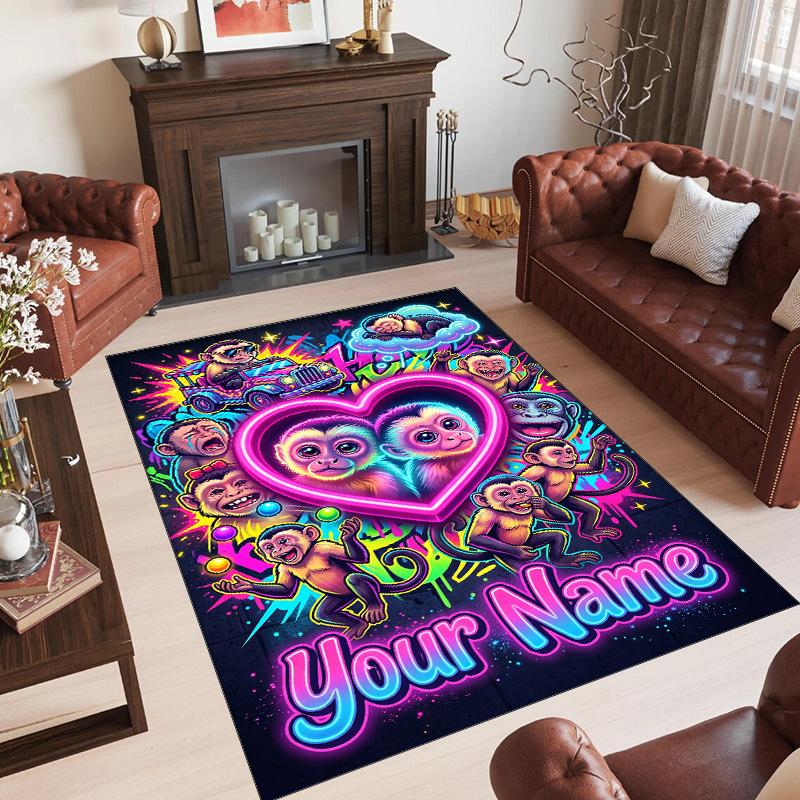 Valentine Love Theme Crystal Velvet Rug Personalized Custom Name Text Soft Floor Mat Home Decor