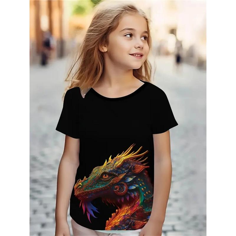 New Funny Animal 3d Print Girls' T-Shirts Party Short Sleeved Tops Tee 2025 Casual T-Shirts