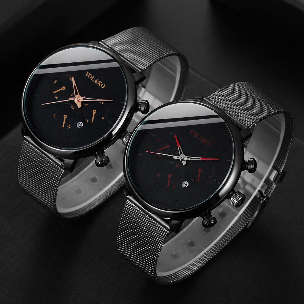 Ofertă bună pentru bărbați Ceas de afaceri din plasă din oțel inoxidabil negru Ceas sport de lux cu ceasuri de mână Ceas de cuarț pentru bărbați