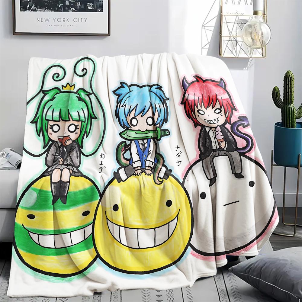 1 szt. Koc flanelowy z nadrukiem z Ansatsu Kyōshitsu, Wysoka jakość, Na wszystkie pory roku, Wystrój domu, Ciepło i komfort, Idealny na prezenty świąteczne