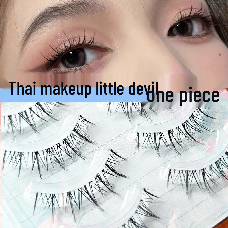 

Moon Jiao Niang Thai Makeup Natural Fairy False Eyelashes - Messy Little Devil Mixed Feeling Transparent Stem Sunflower Student Collection.