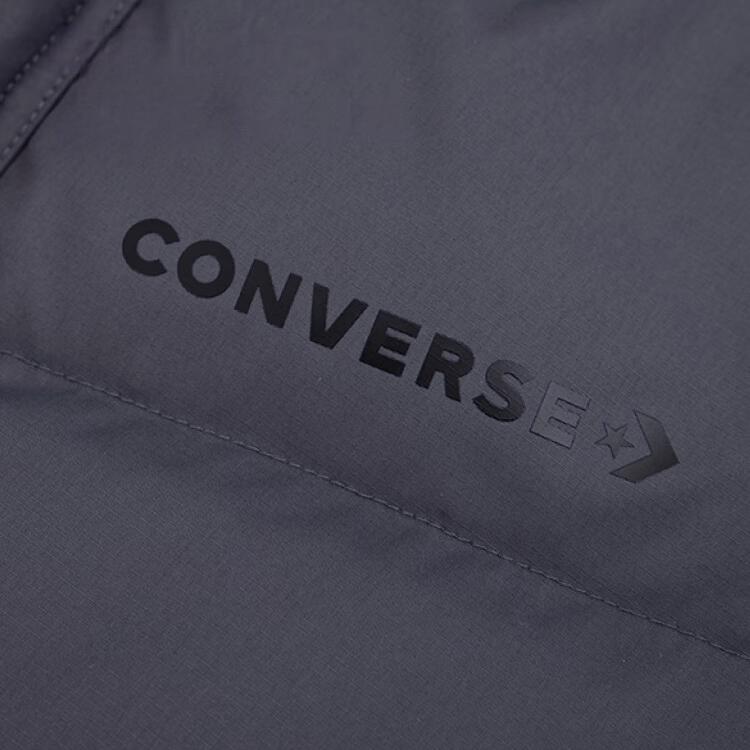 Converse Down Jackets Unisex Gray Hooded Moderate Quilted Down Jacket UCJ143-GDA