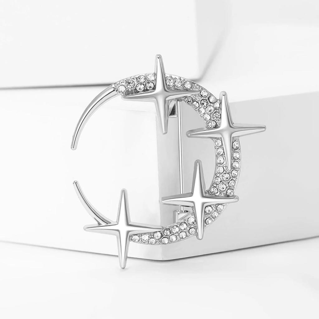 Ramadan Rhinestone Star Brooches for Women Unisex Glossy Moon Pins Event Party New Gifts Backpack Decoration Clothes Accessories