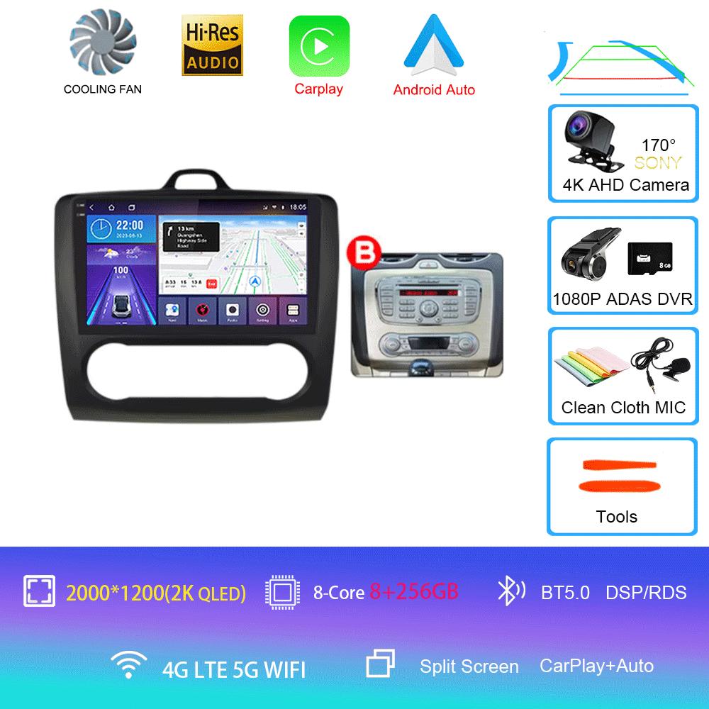 Android 14 Car Radio Autoradio For Ford Focus 2 Mk2 2004 - 2011 GPS Navigation Multimedia Player Carplay Stereo WIFI 360 Camera