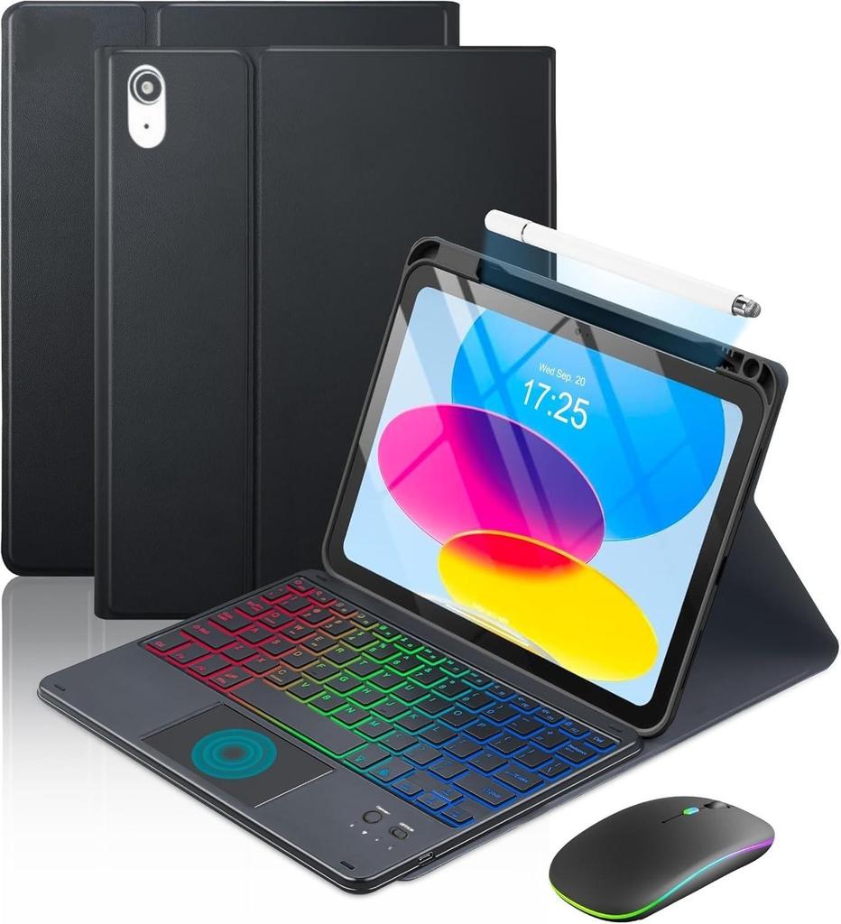 IPad 11. Gen beleuchtete Bluetooth-Tastaturhülle - 10. Tablet-Abdeckung für Apple A16, Spanien
