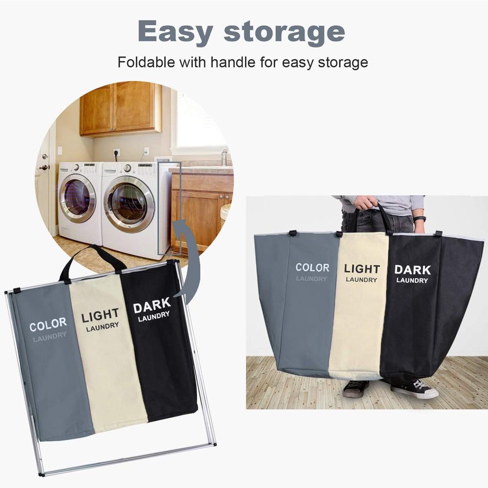 Foldable Large Oxford Cloth Laundry Basket - Washable, Portable, with Aluminum Handles