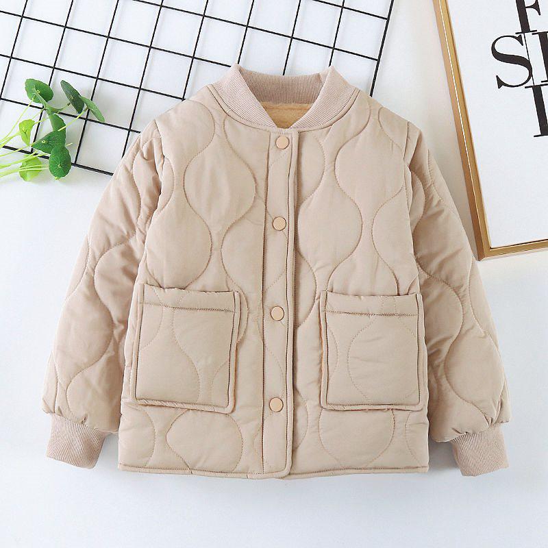 Children's Fleece-Lined Cotton Coat, Winter Student Version: Warm, Thickened, Three-Layer Quilted Jacket for Boys and Girls