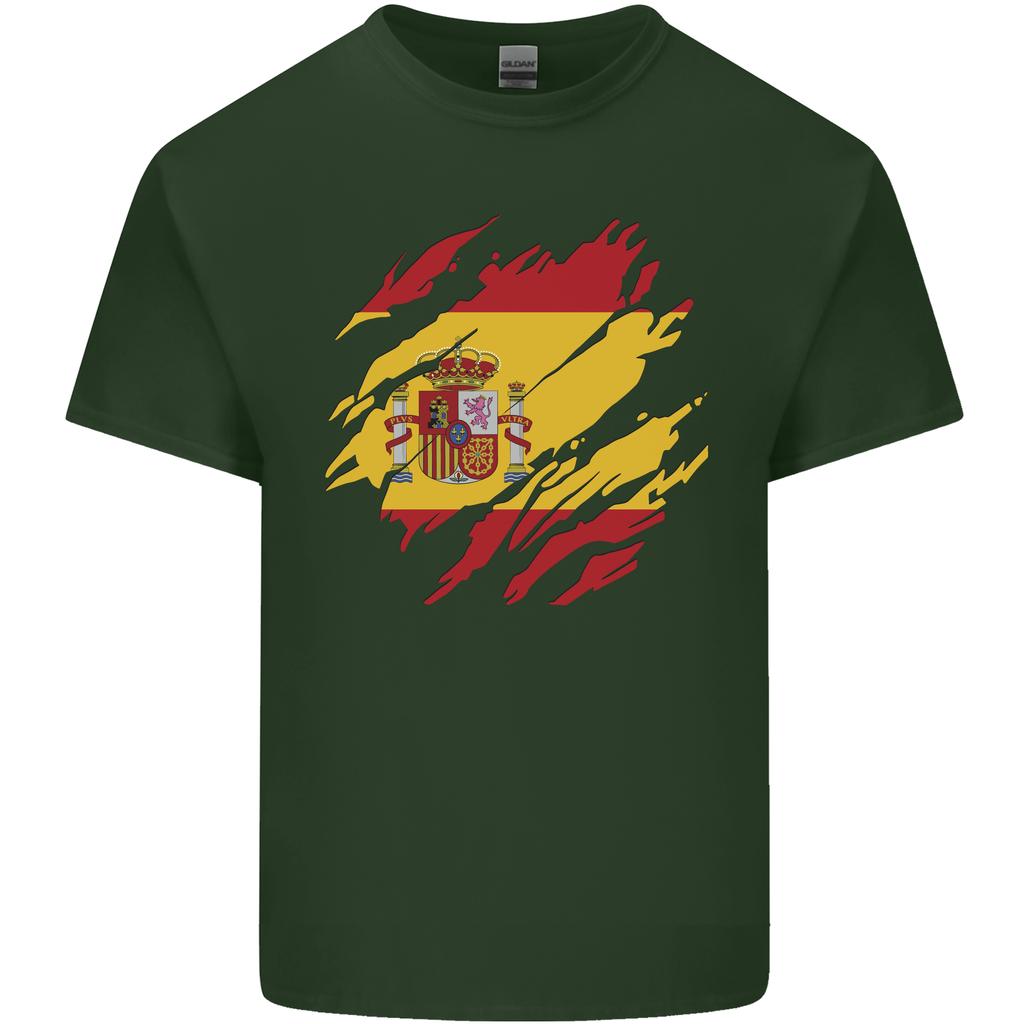 Torn Spain Flag Spanish Day Football Unisexs Light Cotton TShirt