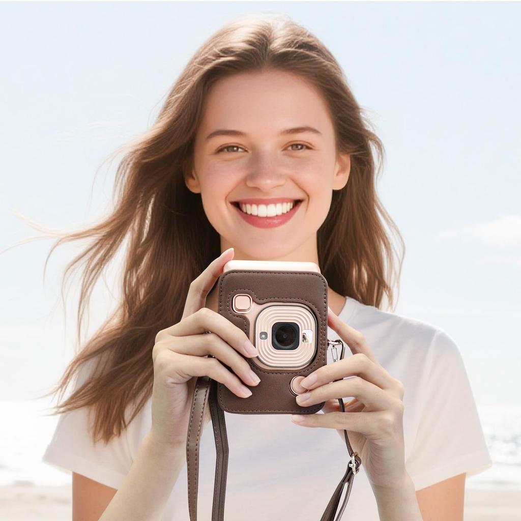 Rieibi PU Leather Protective Camera Case for Instax Mini LiPlay Instant Camera Case for Instax mini Liplay with Adjustable Strap -