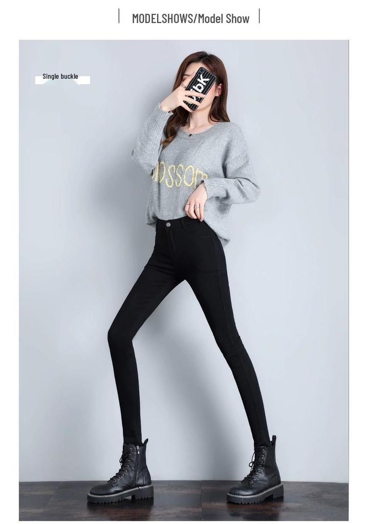 Women's Fleece-Lined Skinny Leggings - Warm, Elastic, Slimming, Butt-Lifting Base Layer for Outdoor Autumn & Winter Sports