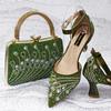 European & American Women's Pointed-Toe High Heels and 3D Abstract Pattern Handbag Set