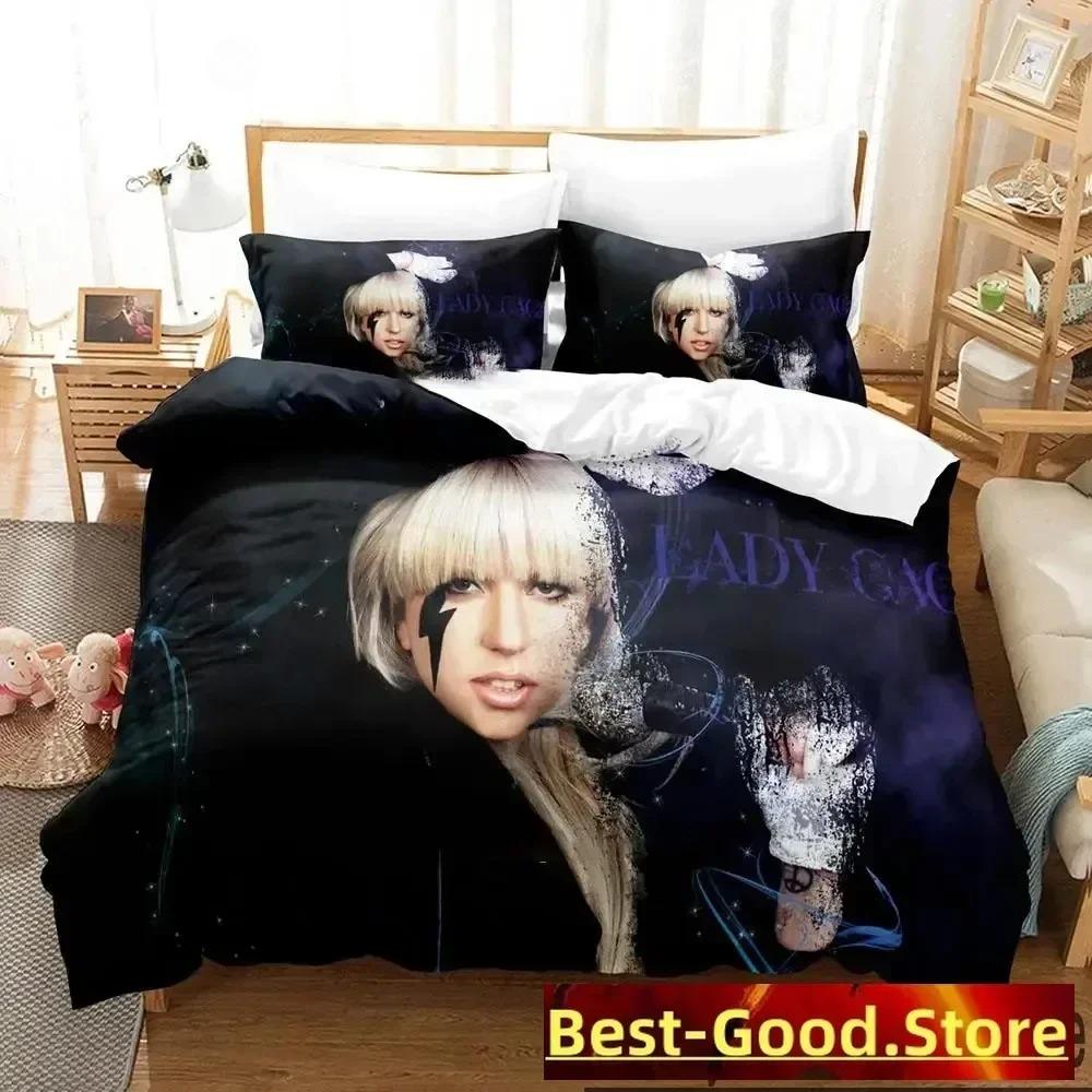 3D Lady Gaga Beding Set Printed Bed Linen Set With Pilowcase Bed Soft Duvet Cover Soft Single Double Quen Super King-Sized Dimensionsd Dimensions Boys