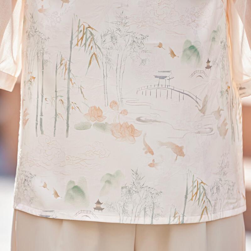 Pasite New Chinese Style Floral Top & Pants Set