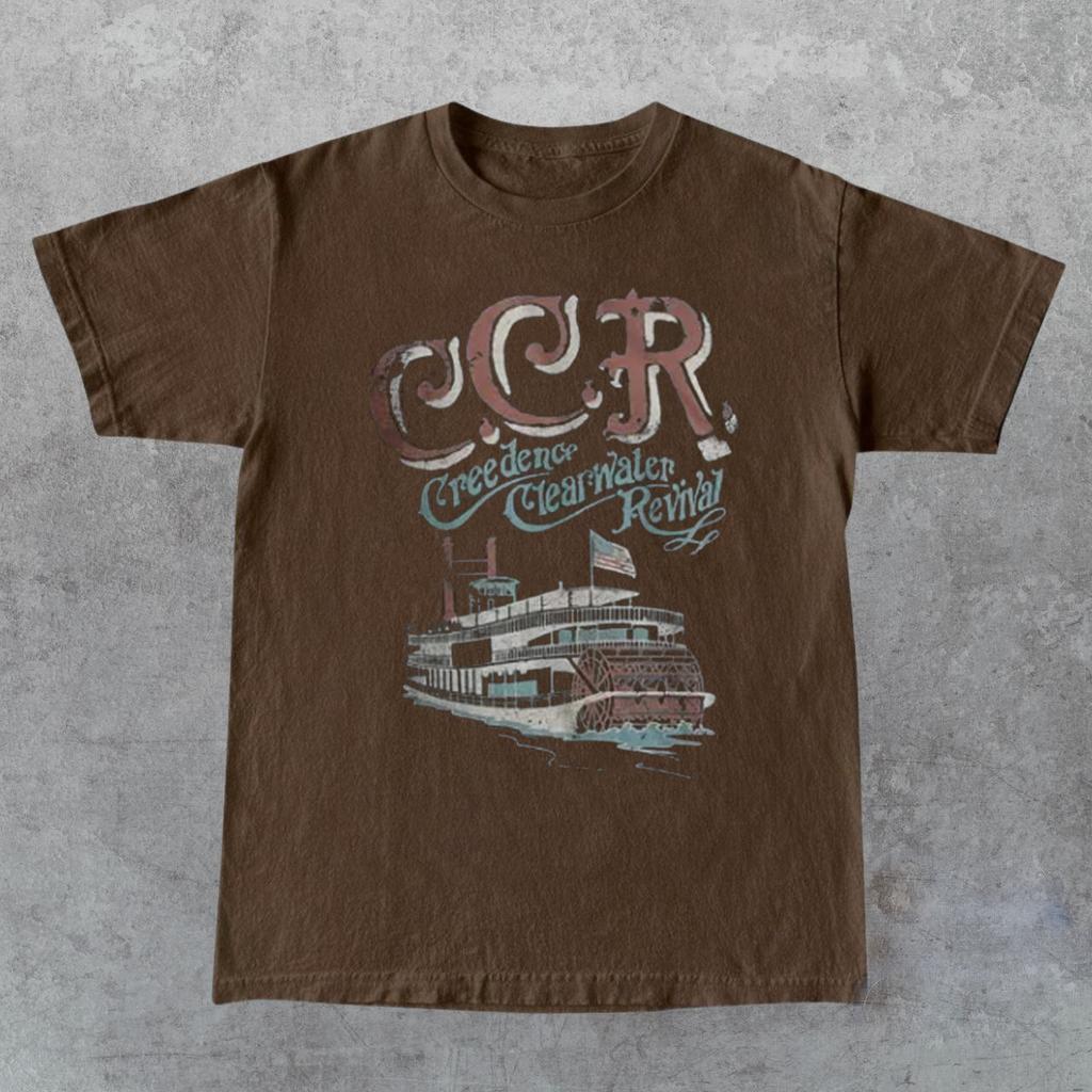 Creedence Clearwater Revival Band Unisex Brown T Shirt Mens Womens Tees Top Full Size S-4XL