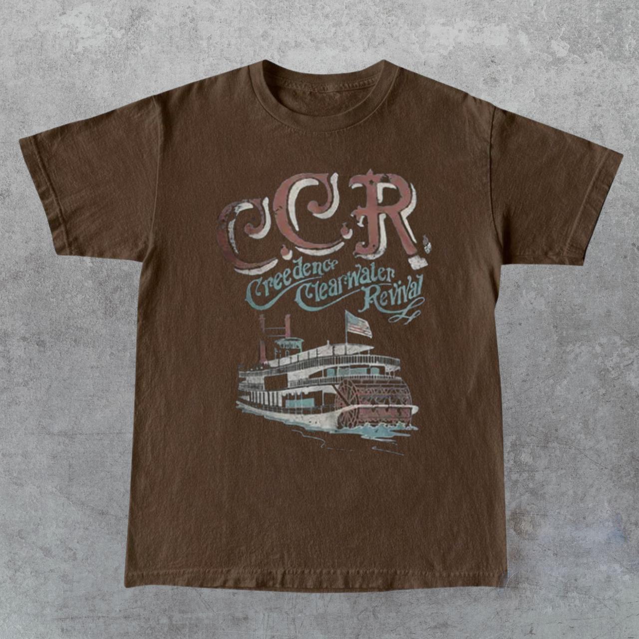 

Футболка унисекс коричневая Creedence Clearwater Revival Band Мужские Женские Футболки Топ Полный Размер S-4XL XL