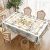 European Gold Rose Round Tablecloth, Waterproof Leave-In Polyester Dining Table Coffee Table Decorative Cloth, Rectangular Dining Table Cloth