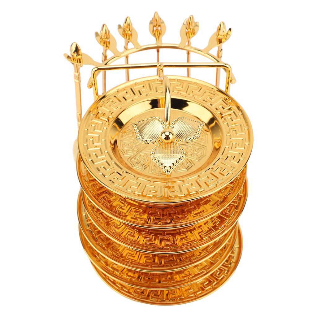 סט צלחות וכפות עם מתקן אחסון 6 מגשים ו-6 כפות סט כלי מתכת בסגנון אירופאי לסטייקים