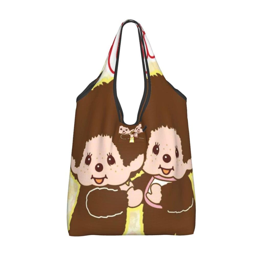 Monchhichi Eco Large Capacity Foldable Eco Shopping Popular Lightweight Waterproof Shopping Stylish Tote Plastic Shopping Compact Convenience Store
