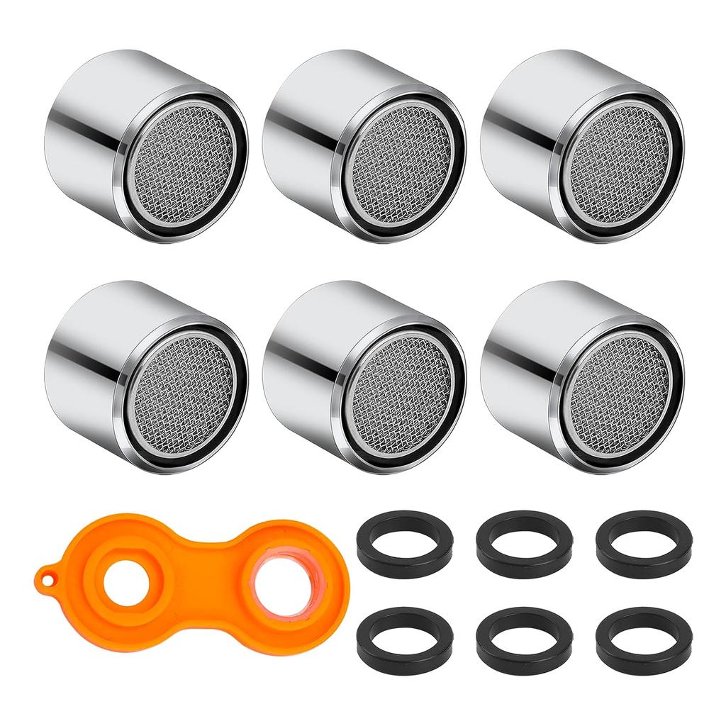 6 Pcs Female Thread Faucet Filter with Wrench Kitchen Sink Aerator Water Saving Faucet Filter for Kitchen and Bathroom