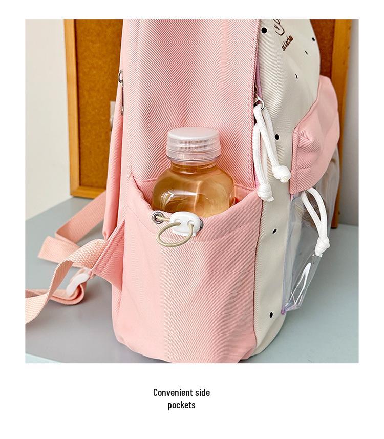 Japanese Anime Style Cute Girl Lightweight Backpack with Large Capacity and High-Value Brooch for Elementary Students