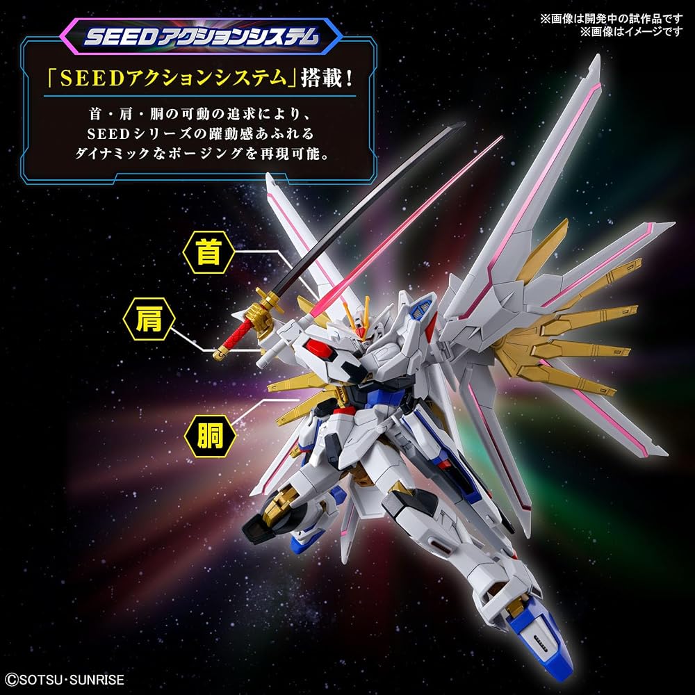 HG Mobile Suit Gundam SEED FREEDOM Mighty Strike Freedom Gundam 1/144 Scale Color Coded Plastic M...
