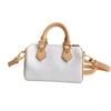 White Tricolor Pillow Bag Boston Single-shoulder Portable Bowknot Female Cowhide Handbag